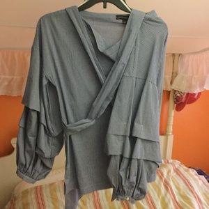 Banana Republic blue checkered blouse